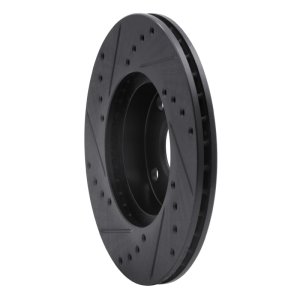 Mazda Miata Brake Rotor (1) - Front Right - R1 Concepts - Drilled & Slotted - Black - `94-`02